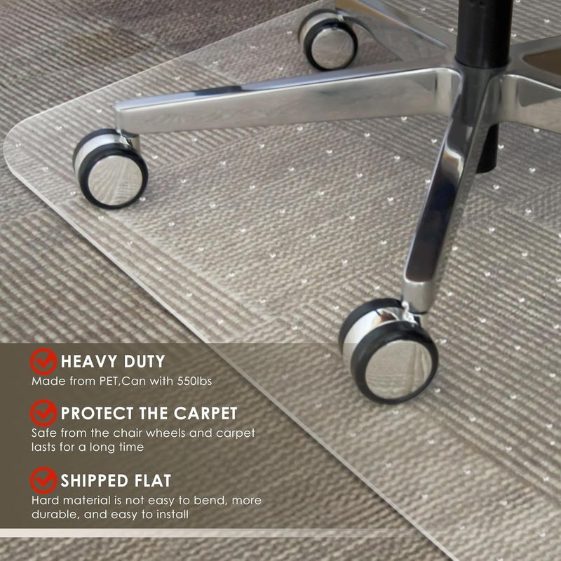 Azadx Heavy Duty Office Chair Mat for Carpet 36" x 48" with Lip Hard Material Chair Mat for Carpeted Floor Non-Slip Carpet Protector for Home Easy Glide Desk Floor Mat for Office Chair on Carpets - Image 3
